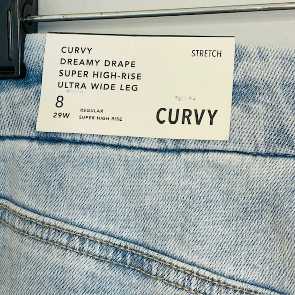 AE Dreamy Drape Baggy Curvy Ultra Wide Leg Jeans High Rise Distressed NWT 29 - Picture 4 of 11